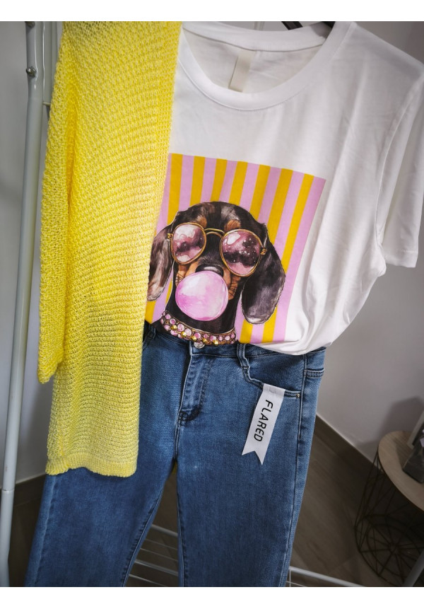 Camiseta perro gafas-pompa
