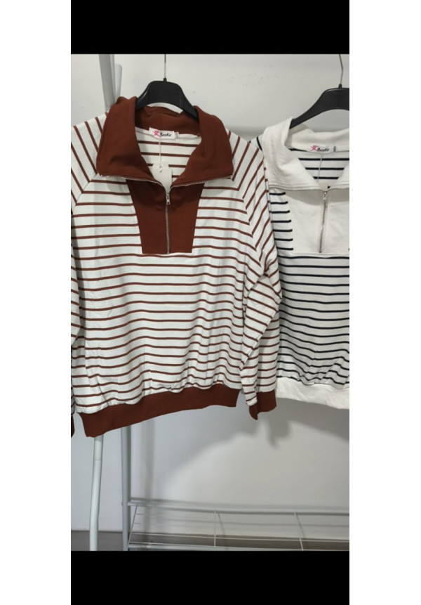 Sudadera rayas cremallera 