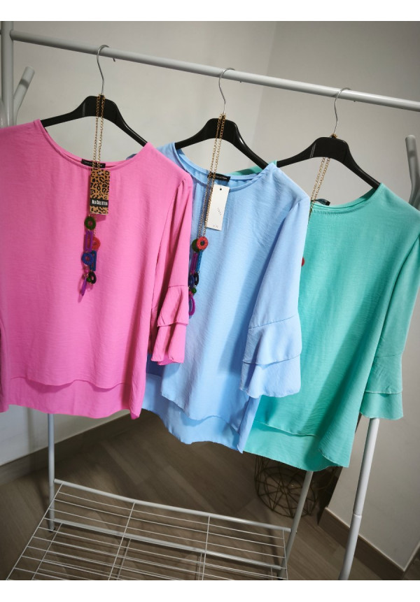 Blusa gasa mangas volante