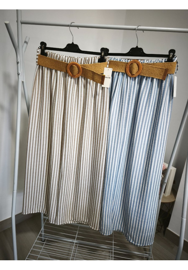 Pantalón rayas efecto lino