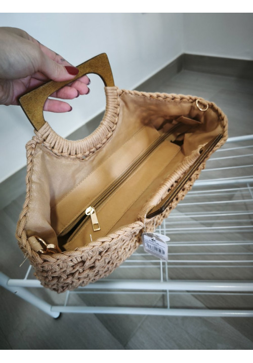 Bolso mitad crochet y rafia