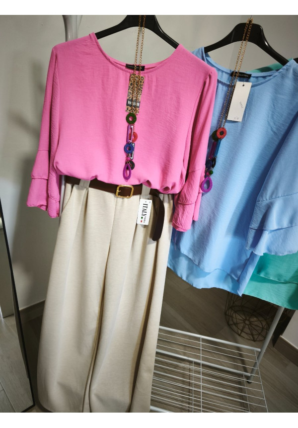 Blusa gasa mangas volante