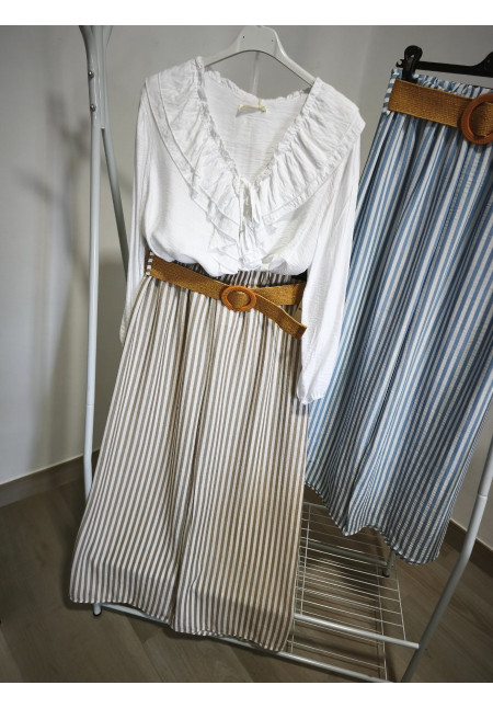 Pantalón rayas efecto lino