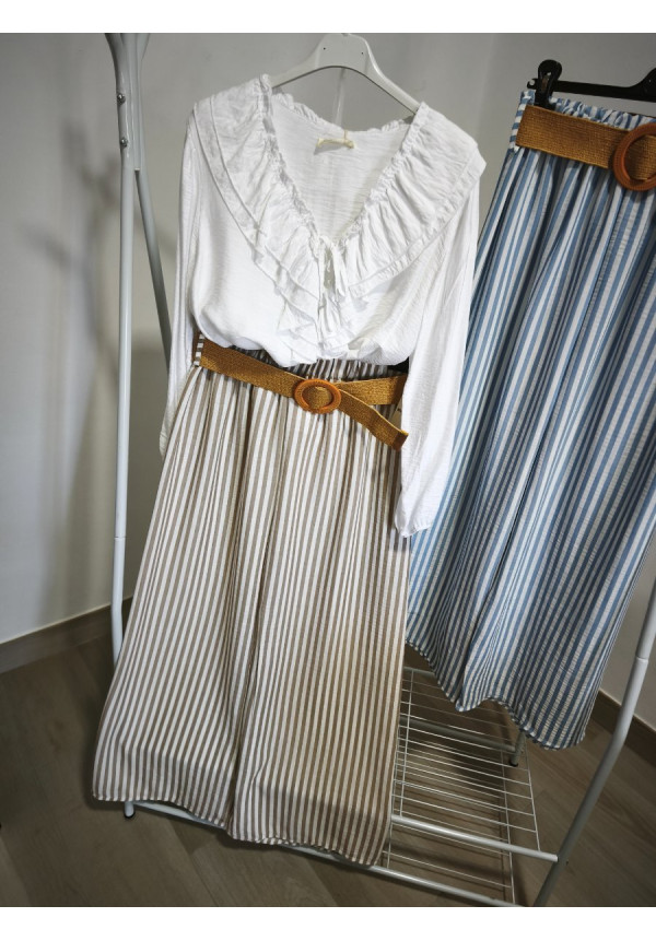 Pantalón rayas efecto lino