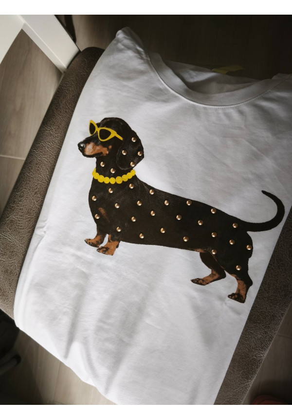 camiseta perro tachuelas