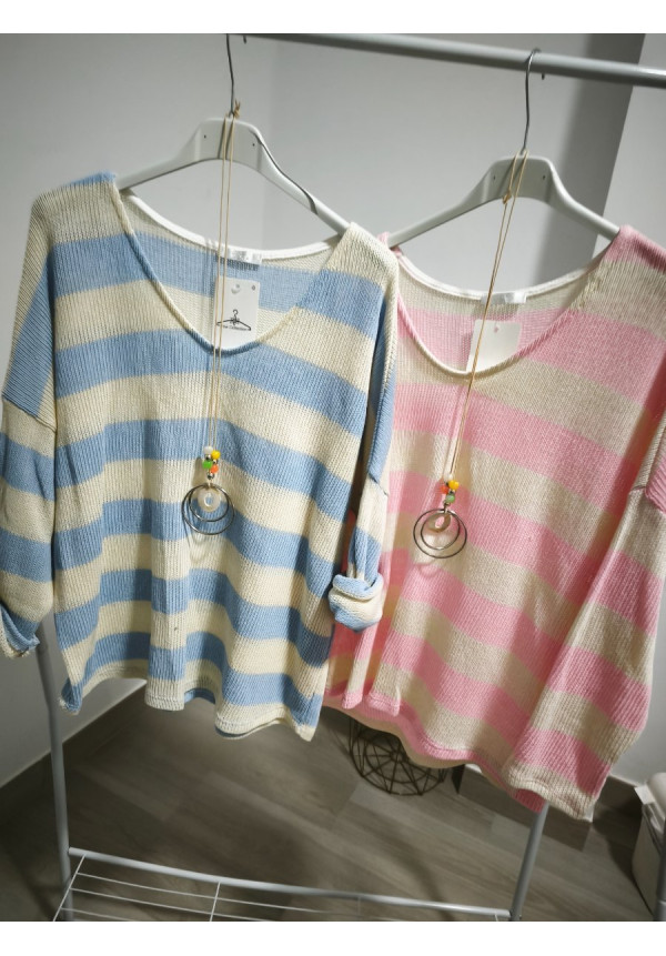 Camiseta hilo rayas collar