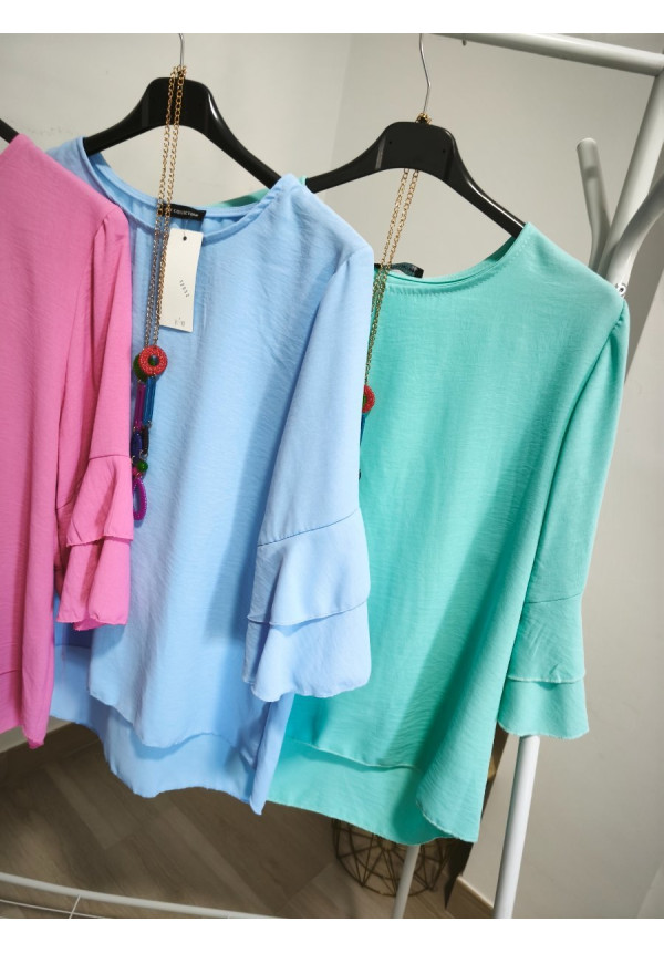 Blusa gasa mangas volante