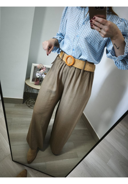 Pantalón gasa cinturón 