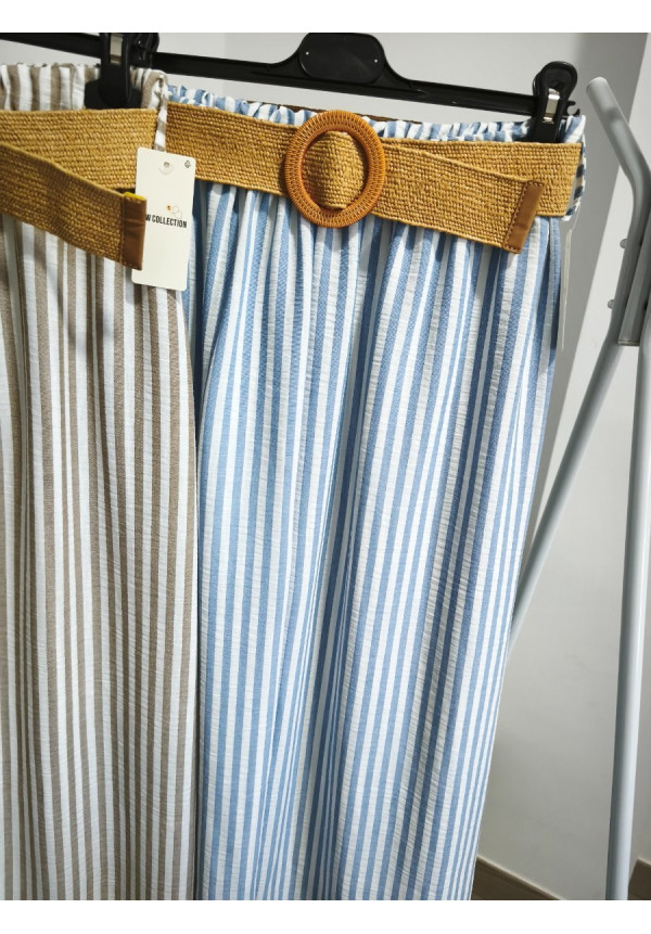 Pantalón rayas efecto lino