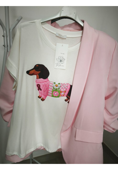 Camiseta perro rosa