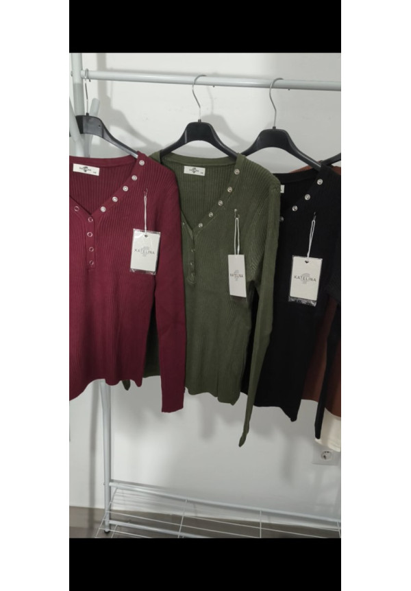 Jersey cuello tachuelas canalé