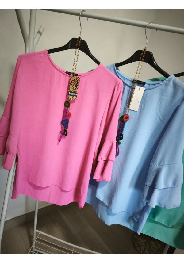 Blusa gasa mangas volante